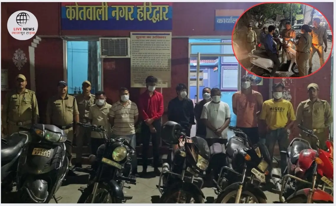 “हरिद्वार पुलिस द्वारा शराब पीकर वाहन चलाने वालों पर कार्रवाई करते हुए सीज किए गए वाहन”