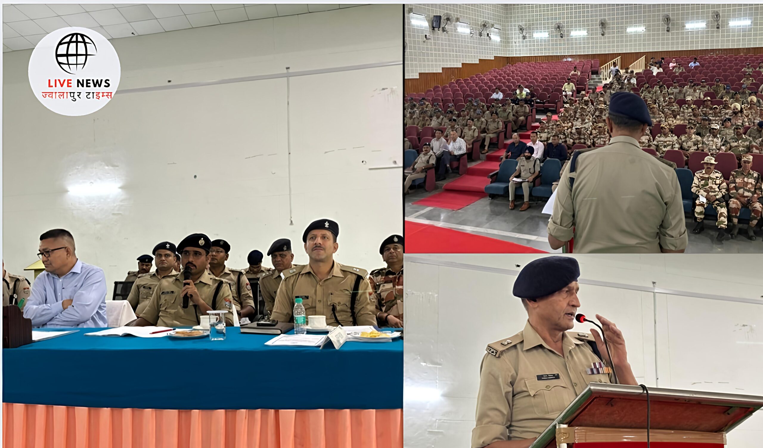 "हरिद्वार ऋषिकुल ऑडिटोरियम में बुद्ध पूर्णिमा स्नान को लेकर पुलिस ब्रीफिंग का दृश्य"