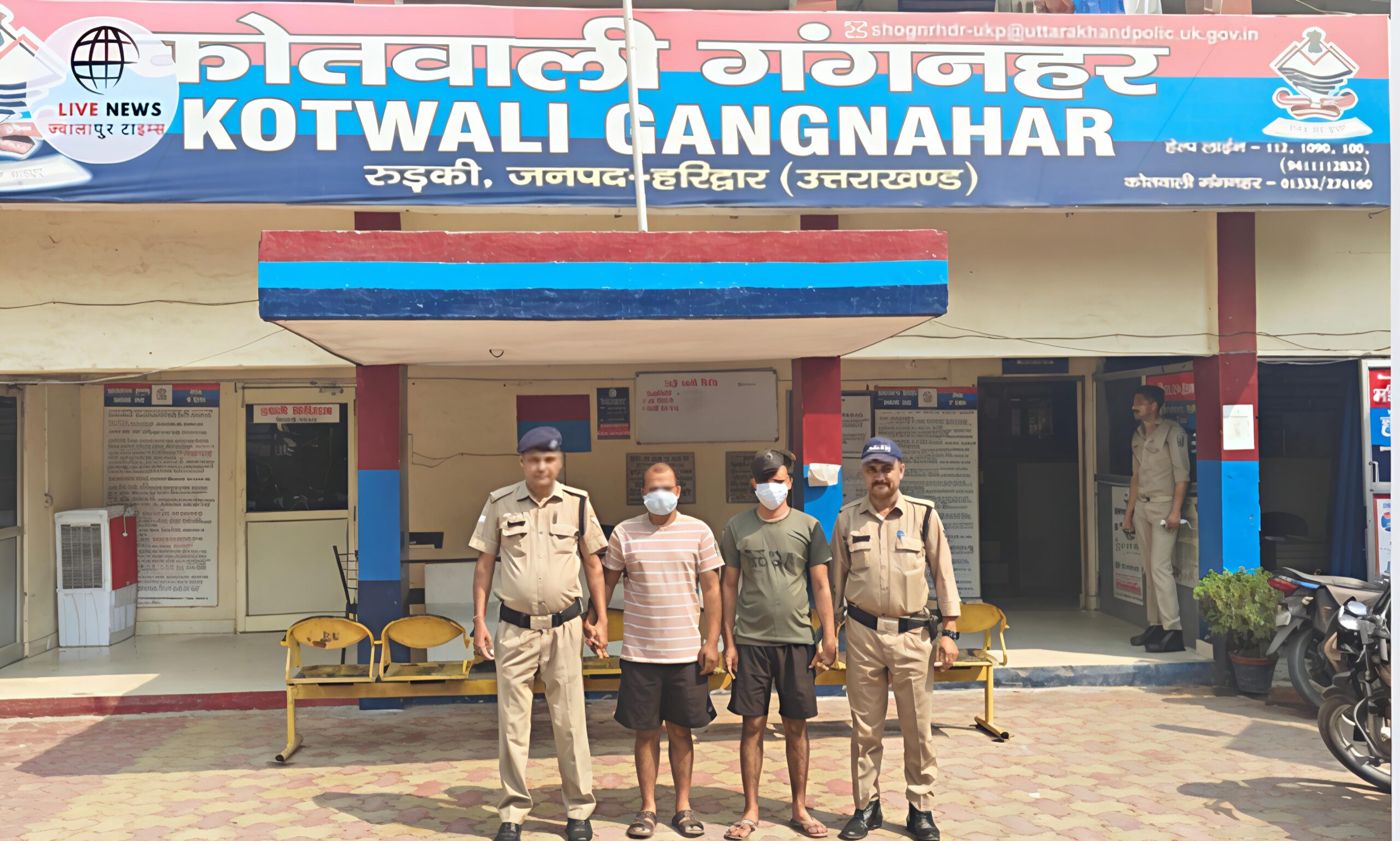 “गंगनहर कोतवाली पुलिस द्वारा ऑपरेशन लगाम के तहत आरोपी भाइयों की गिरफ्तारी के दृश्य”