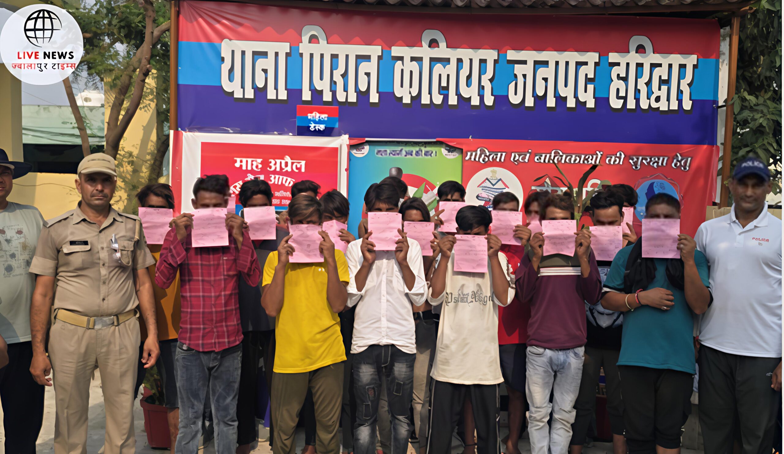 गंगनहर किनारे पुलिस की निगरानी और हुड़दंगियों पर कार्रवाई की तस्वीर – हरिद्वार, पिरान कलियर।