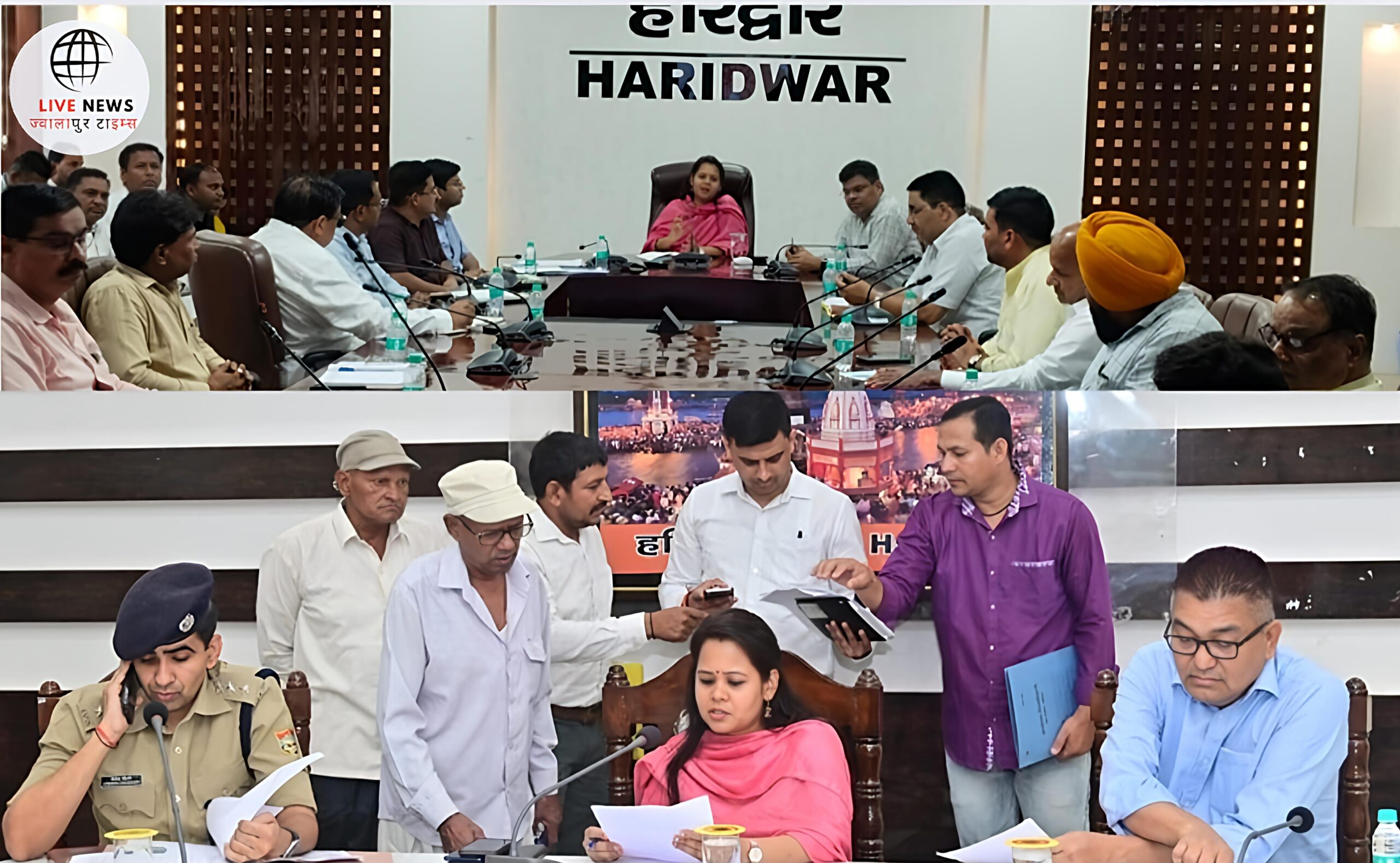 हरिद्वार जिले में स्वच्छता बैठक के दौरान ग्राम प्रधानों और अधिकारियों की उपस्थिति का दृश्य।