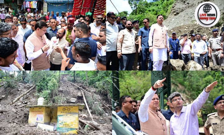 "थराली आपदा प्रभावित परिवारों से मिलते मुख्यमंत्री पुष्कर सिंह धामी"