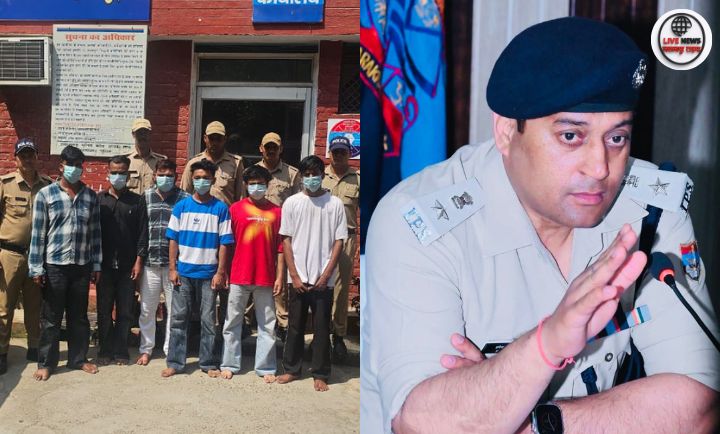 हरिद्वार पुलिस द्वारा गणेश महोत्सव फायरिंग मामले में पकड़े गए बैंगन गैंग के छह सदस्य।