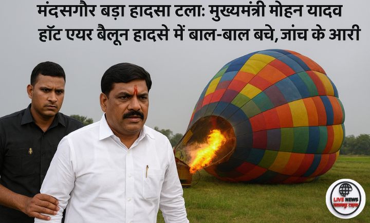 मंदसौर गांधी सागर अभयारण्य में हॉट एयर बैलून हादसे के बाद मौके पर मौजूद सुरक्षाकर्मी और प्रशासनिक टीम"