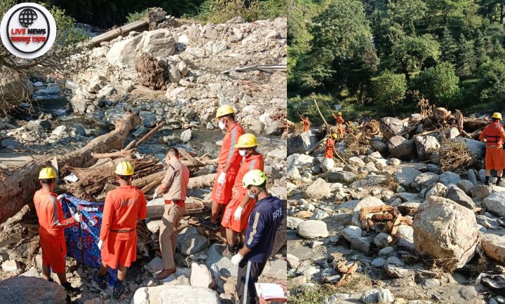 चमोली नंदानगर आपदा प्रभावित क्षेत्र में एनडीआरएफ और पुलिस की टीम द्वारा चलाया गया रेस्क्यू अभियान।