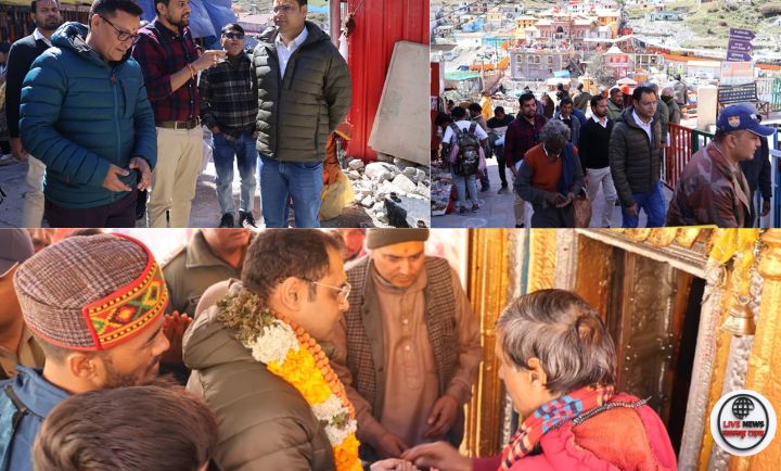 डीएम गौरव कुमार बदरीनाथ धाम में मास्टर प्लान कार्यों का निरीक्षण करते हुए अधिकारियों को निर्देश देते हुए