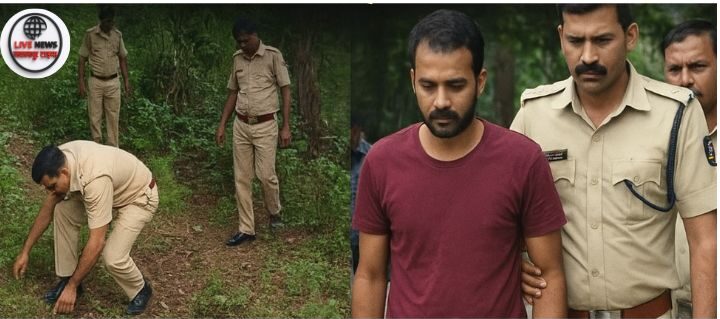 बुलढाना जिले के अंढेरा गांव में जंगल से जुड़वां बेटियों के शव बरामद करती पुलिस टीम का दृश्य