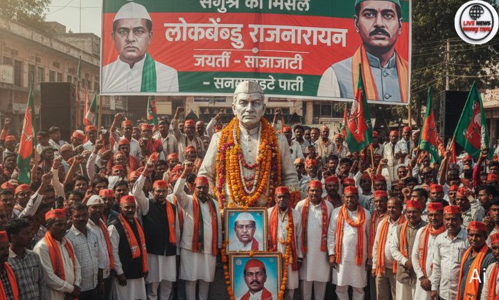 जौनपुर में लोकबंधु राजनारायण की जयंती पर श्रद्धांजलि देते समाजवादी पार्टी कार्यकर्ता