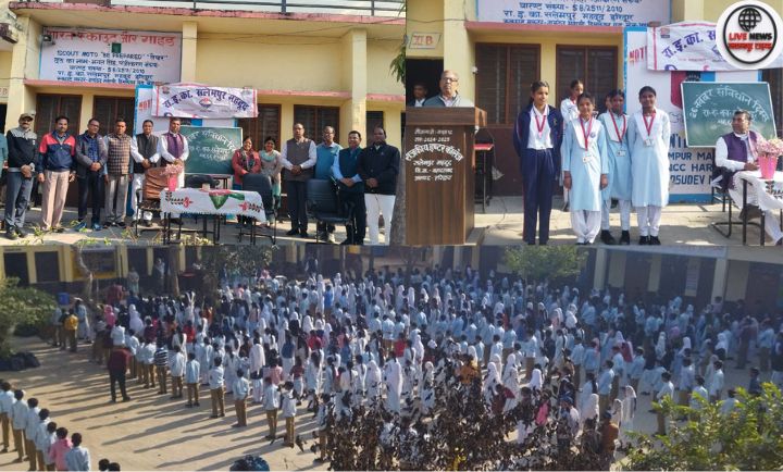 सलेमपुर में संविधान दिवस पर हज़ारों विद्यार्थी संविधान की सौगंध लेते हुए — राव आफाक अली द्वारा संबोधन”