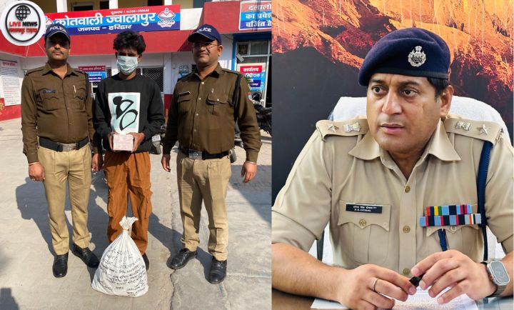 ज्वालापुर पुलिस द्वारा पकड़ी गई 52 पव्वे अवैध देशी शराब की बरामदगी।”