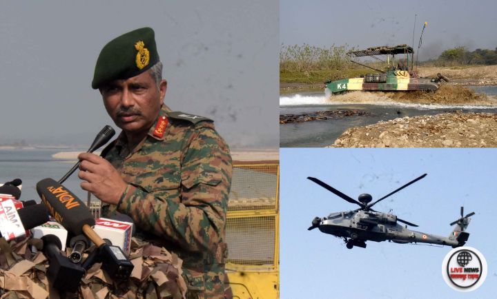 “रैम प्रहार अभ्यास के दौरान भारतीय सेना की इकाइयाँ संयुक्त युद्धक कार्रवाई करते हुए।”