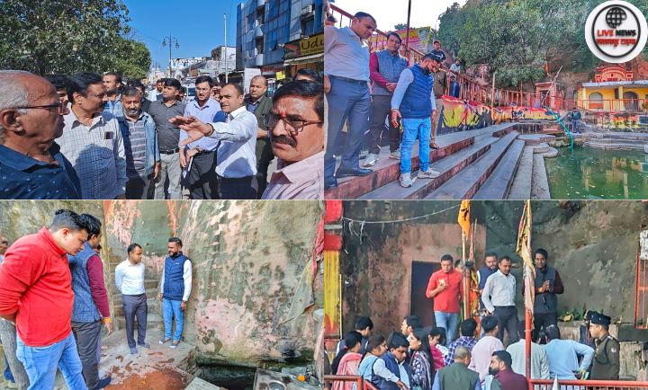 हरिद्वार डीएम मयूर दीक्षित भीमगौड़ा कुण्ड के सौंदर्यकरण कार्यों का निरीक्षण करते हुए।”