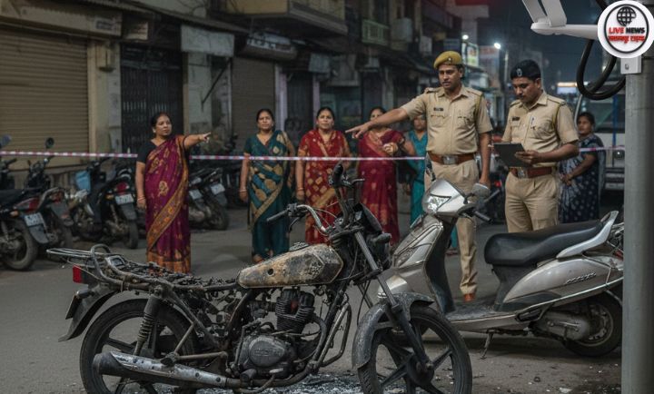 मेरठ लोहियानगर में ब्यूटीशियन की बाइक और स्कूटी में आग लगाता व्यक्ति, CCTV फुटेज”