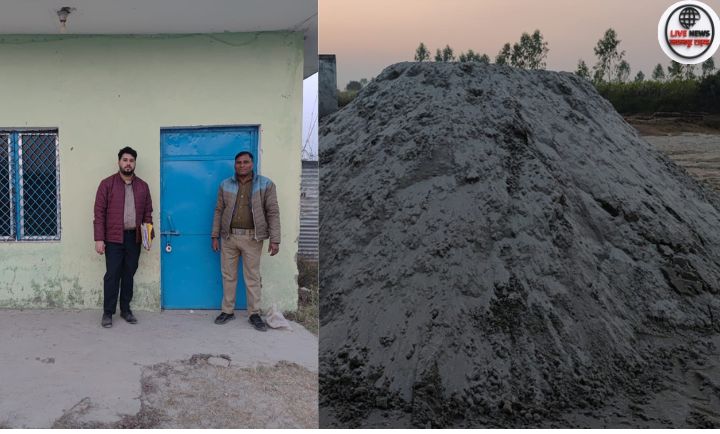 “हरिद्वार के लक्सर क्षेत्र में अवैध खनन पर कार्रवाई करते अधिकारी, सीज किए गए रिटेल भंडारण का निरीक्षण”