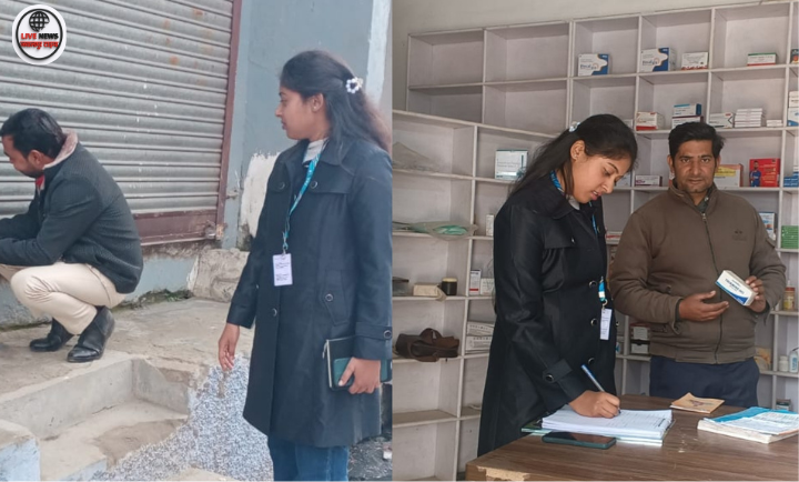 लक्सर और सुल्तानपुर में मेडिकल स्टोरों का औचक निरीक्षण करते ड्रग इंस्पेक्टर