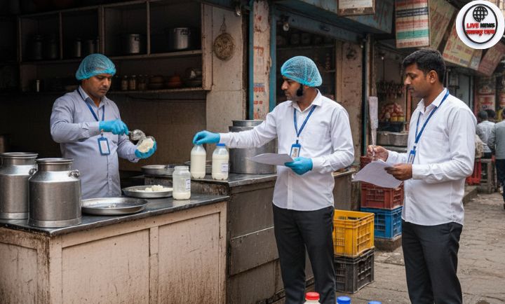 हरिद्वार में बिना फूड लाइसेंस चल रही डेयरी पर जांच करती खाद्य सुरक्षा विभाग की टीम