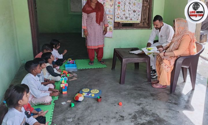 लक्सर के सेठपुर गांव में युवक मंगलदल समिति द्वारा गोद लिया गया आंगनबाड़ी केंद्र