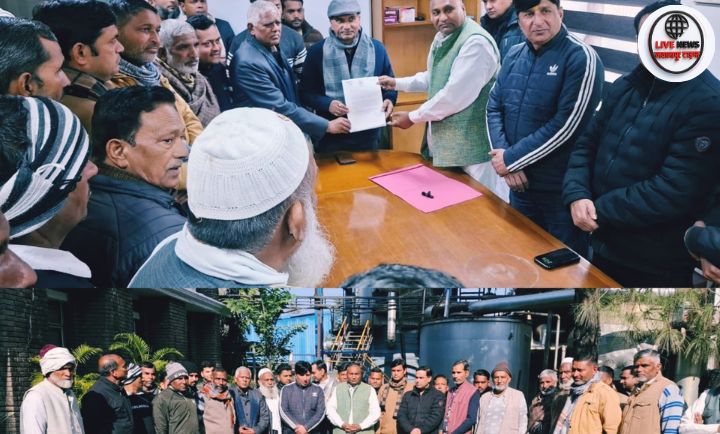 लक्सर में शुगर मिल प्रबंधन को गन्ना किसानों के लिए इंसेंटिव की मांग करते विधायक मोहम्मद शहजाद”