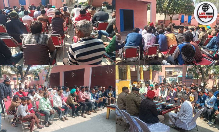 झबरेड़ा में रविदास जयंती शोभायात्रा को लेकर मंदिर समिति के साथ बैठक करती पुलिस”