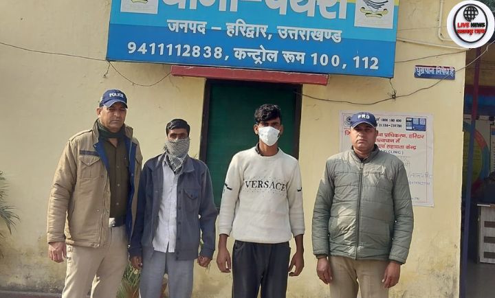 हरिद्वार के थाना पथरी क्षेत्र में शांति व्यवस्था बनाए रखने के लिए कार्रवाई करती पुलिस टीम”