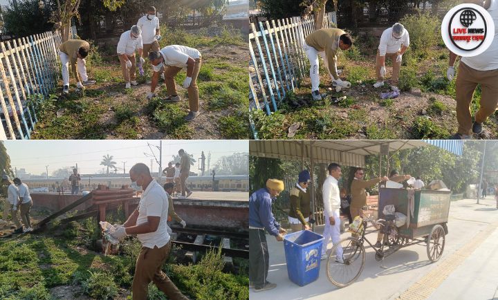 एक दिन एक घंटा एक साथ अभियान के तहत जीआरपी हरिद्वार द्वारा रेलवे स्टेशन पर सफाई अभियान