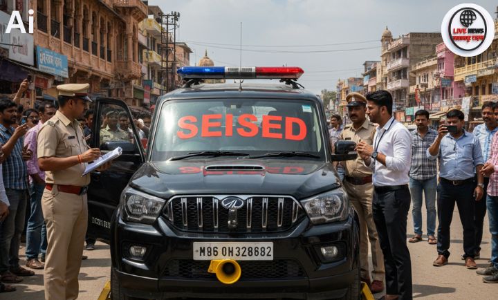 हरिद्वार में फर्जी VIP स्टाइल दिखाना पड़ा महंगा लालनीली बत्ती और हूटर लगी स्कॉर्पियो सीज…