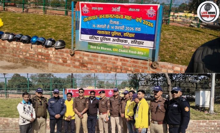 शंकराचार्य चौक पर हरिद्वार पुलिस ने बांटे हेलमे…