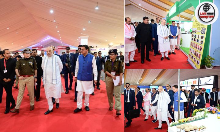 हरिद्वार के बैरागी कैम्प में नूतन न्याय संहिता राज्य स्तरीय प्रदर्शनी का उद्घाटन करते केंद्रीय गृह मंत्री अमित शाह