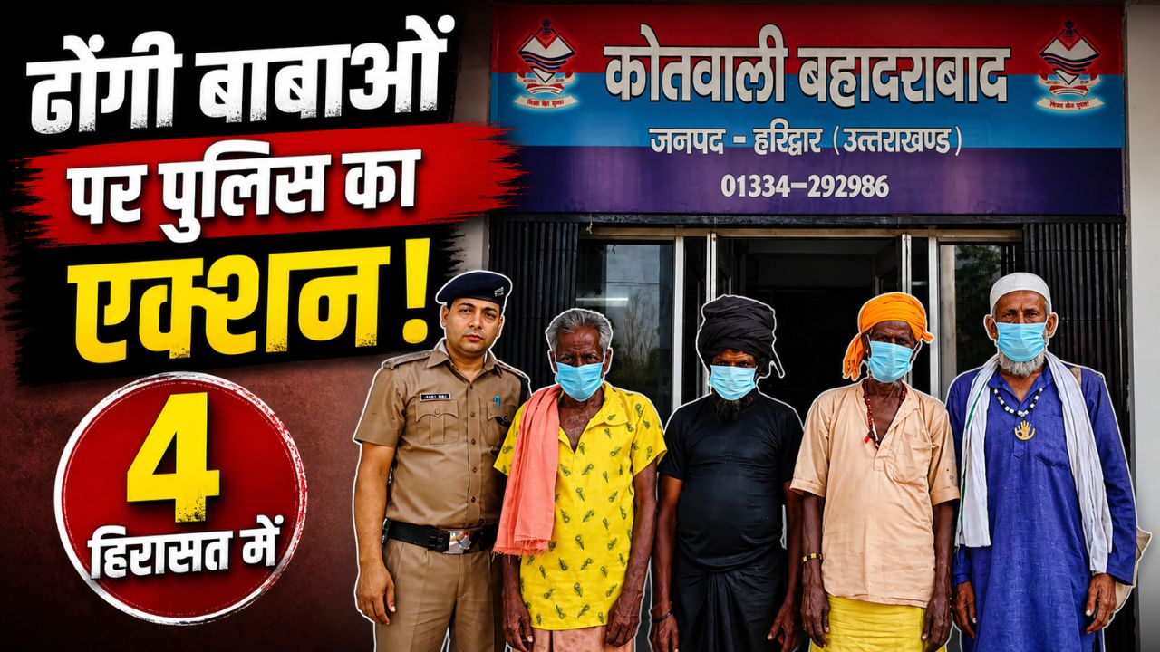 बहादराबाद में ऑपरेशन कालनेमी के तहत पुलिस द्वारा संदिग्ध साधुओं को हिरासत में लेते हुए दृश्य