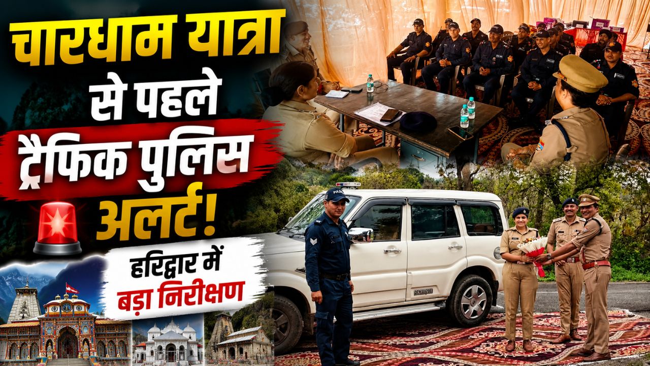 हरिद्वार सीपीयू कार्यालय का निरीक्षण करती पुलिस अधीक्षक यातायात और मौजूद पुलिस अधिकारी