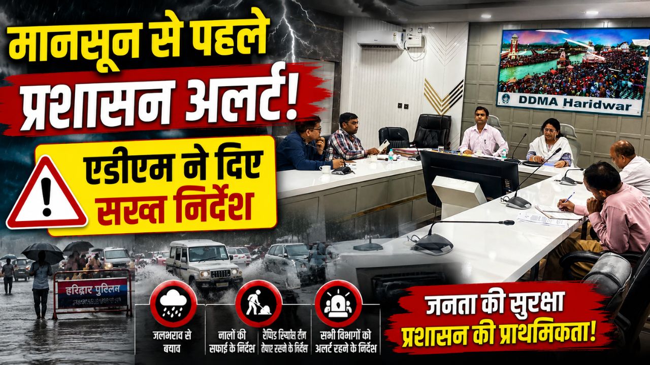 हरिद्वार में मानसून तैयारियों को लेकर अधिकारियों के साथ बैठक करते एडीएम वैभव गुप्ता