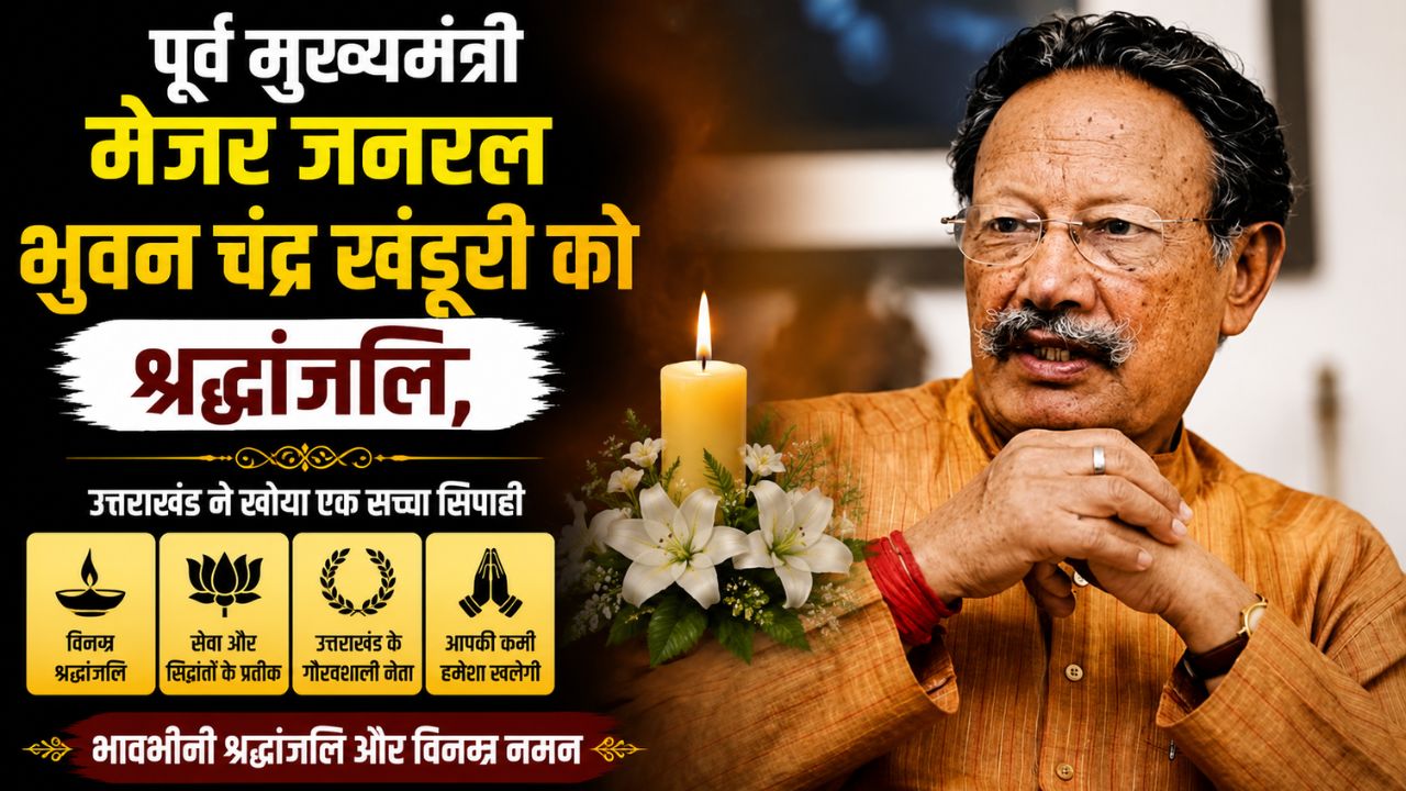 पूर्व मुख्यमंत्री मेजर जनरल भुवन चंद्र खंडूरी को श्रद्धांजलि, उत्तराखंड में तीन दिन का राजकीय शोक और 20 मई को स्कूल बंद"