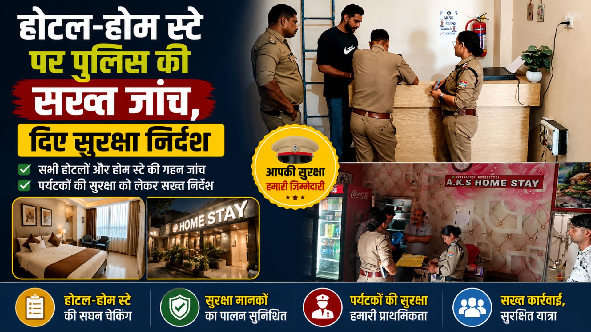 होटल कैफे और होम स्टे पर पुलिस की सख्ती ऑपरेशन प्रहार के तहत चला व्यापक चेकिंग…