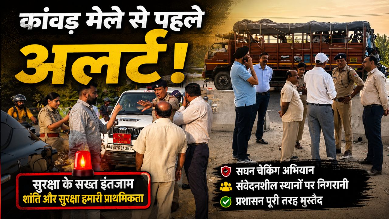 कांवड़ मेला 2026 की तैयारियों को लेकर हाईवे और फ्लाईओवर का निरीक्षण करती हरिद्वार पुलिस टीम