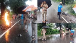 नेहर पटरी पर बाइक में अचानक लगी आग पुलिस ने चालक और साथियों को सुरक्षित हटाया…