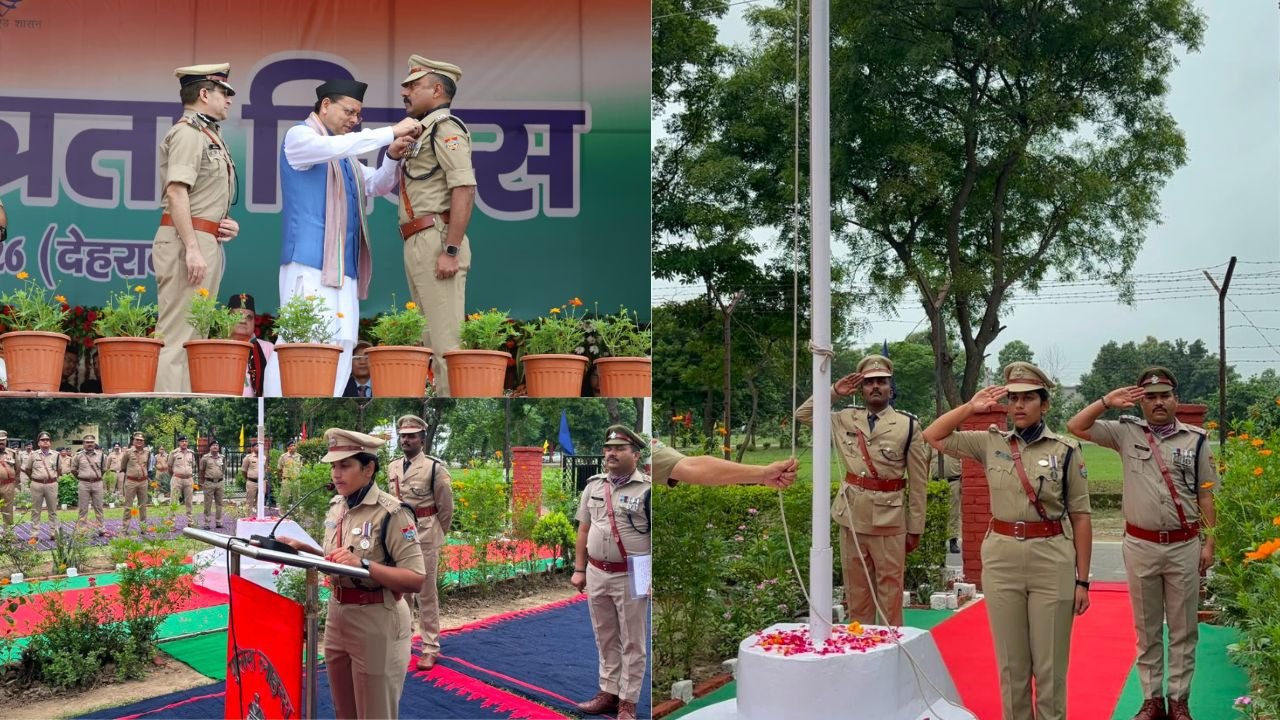 हरिद्वार पुलिस लाइन में स्वतंत्रता दिवस के अवसर पर ध्वजारोहण और पुलिसकर्मियों का सम्मान समारोह
