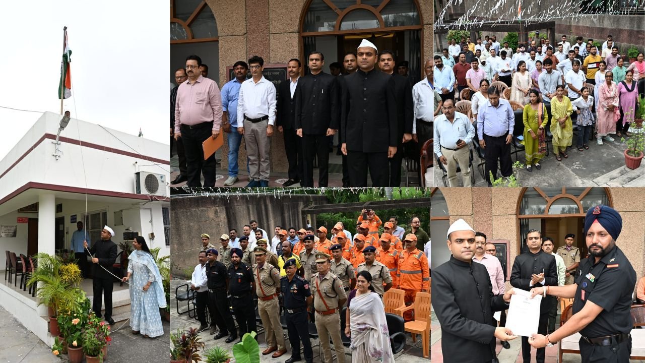 हरिद्वार जिला कार्यालय परिसर में स्वतंत्रता दिवस पर ध्वजारोहण करते जिलाधिकारी मयूर दीक्षित।