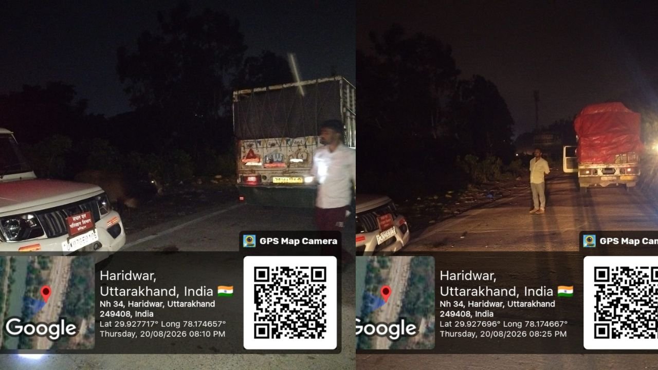 हरिद्वार में रात्रिकालीन चेकिंग अभियान के दौरान वाहनों की जांच करते परिवहन विभाग की टीम