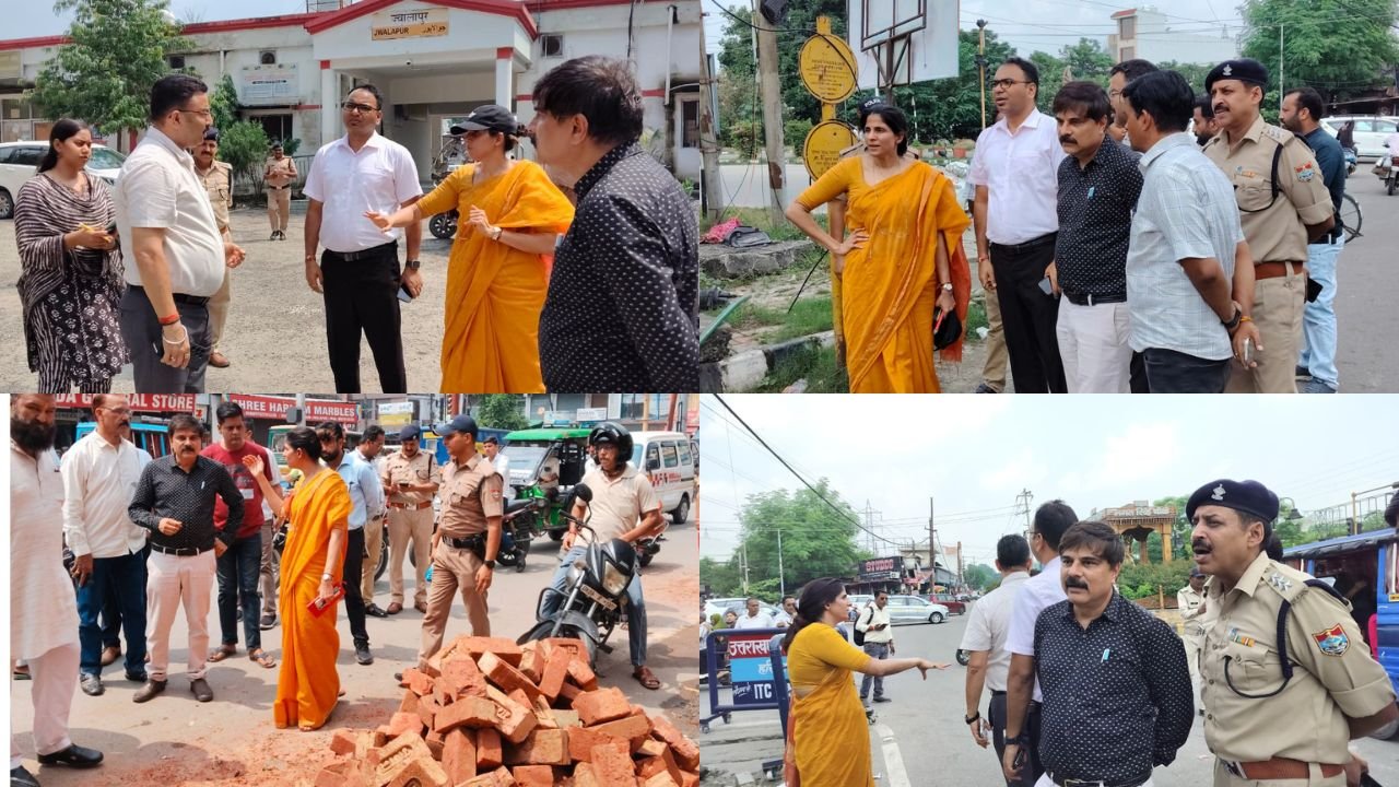हरिद्वार में कुंभ मेला 2027 की तैयारियों के तहत मेलाधिकारी सोनिका अधिकारियों के साथ विकास कार्यों का स्थलीय निरीक्षण करते हुए