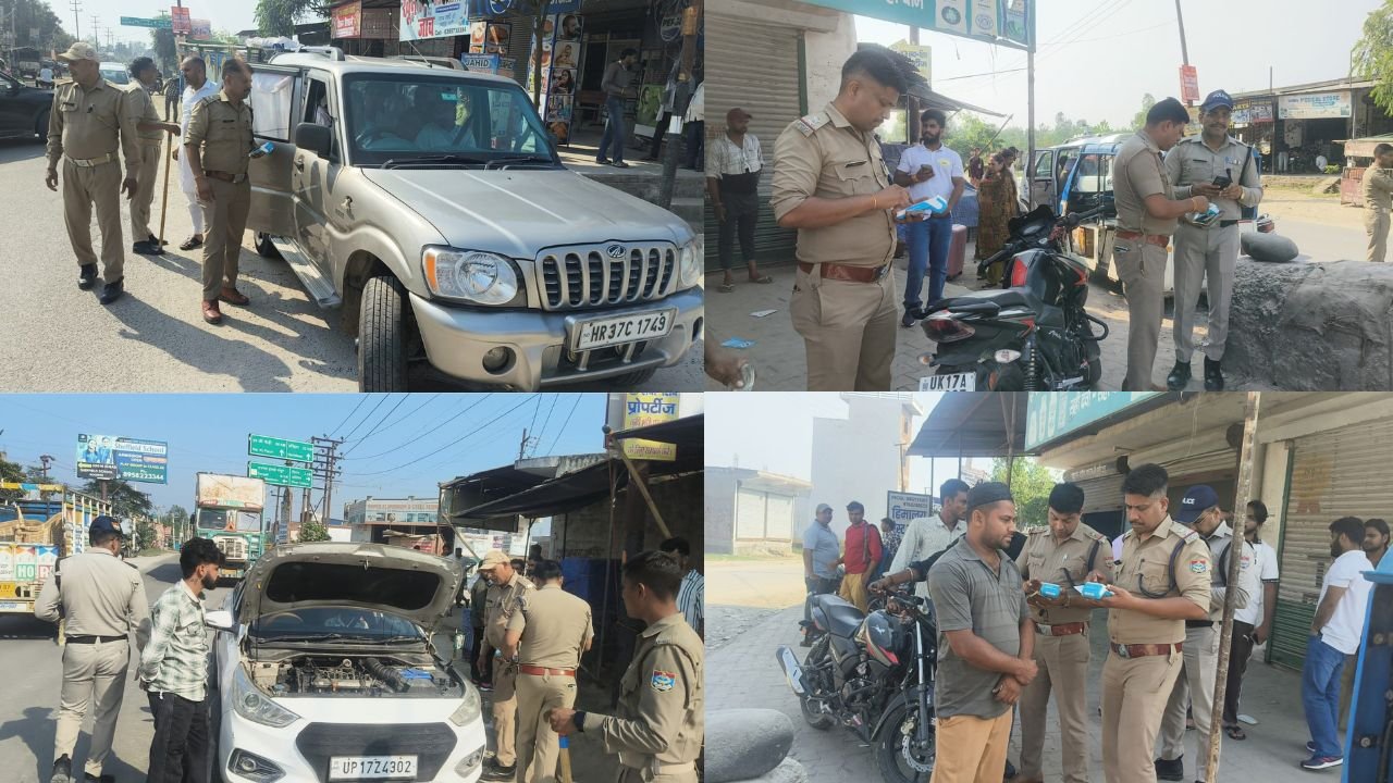 पिरान कलियर में वाहनों पर नाम पट्टिका हटाने के लिए पुलिस का चेकिंग अभियान